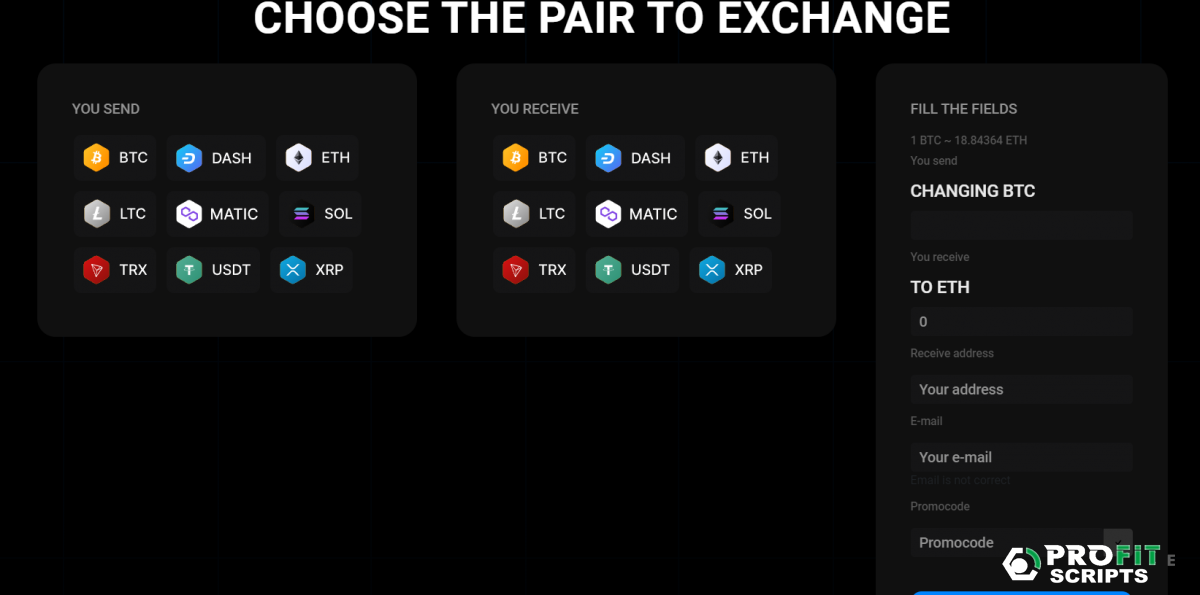 ������ ��������������� ��������� � Script Crypto Exchange PHP